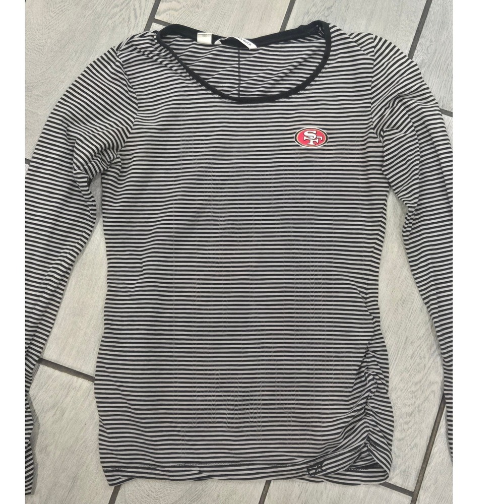 Cutter & Buck San Francisco 49ers Striped Long Sleeve Ruched Shirt Womens Medium